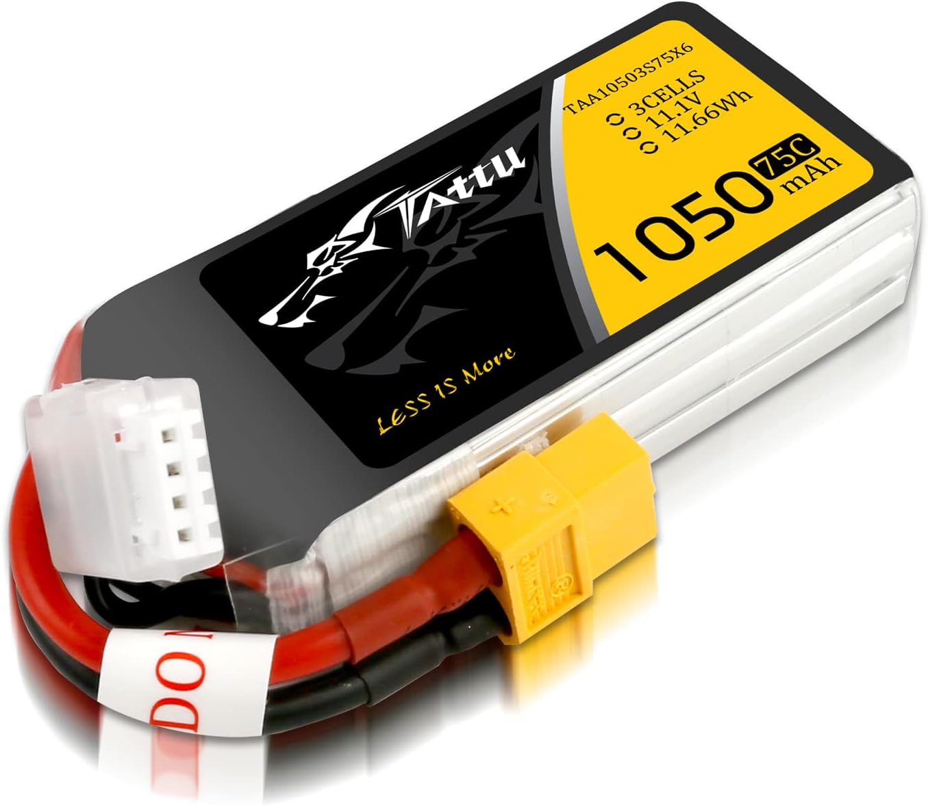 Tattu Batería Lipo 3s 1050mAh 75C 11.1V con XT60